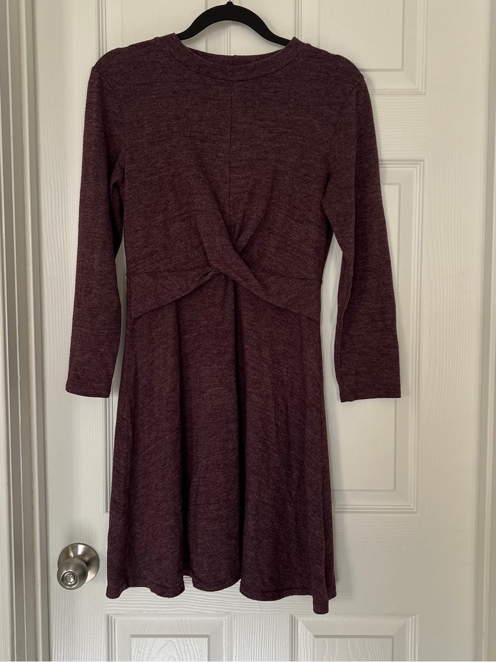 Serra Long Sleeve Twist-Front Dress - Plum